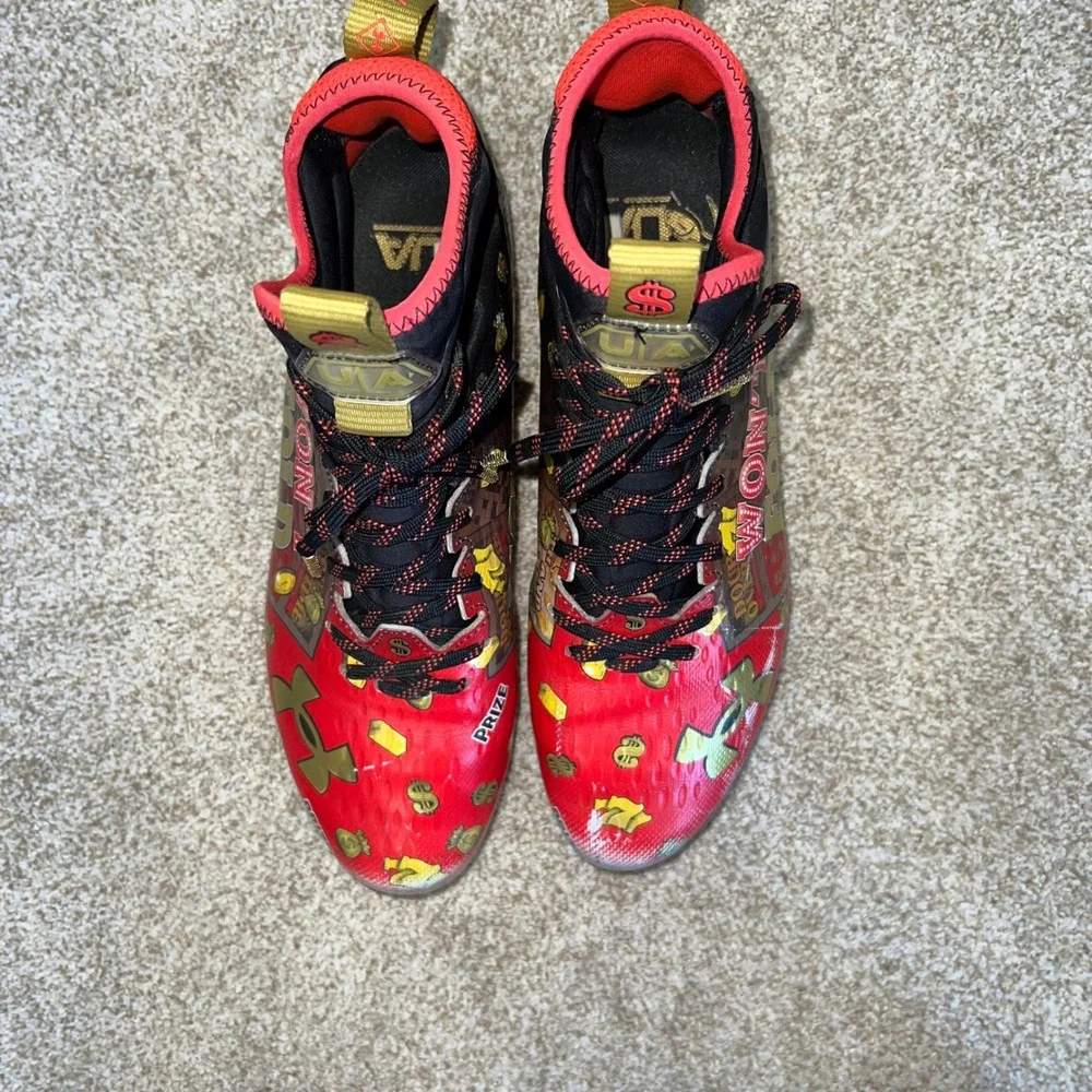 Under‎ Armour Spotlight MC LE Jackpot Football Cleats Men's Size 10.5 Red Gold